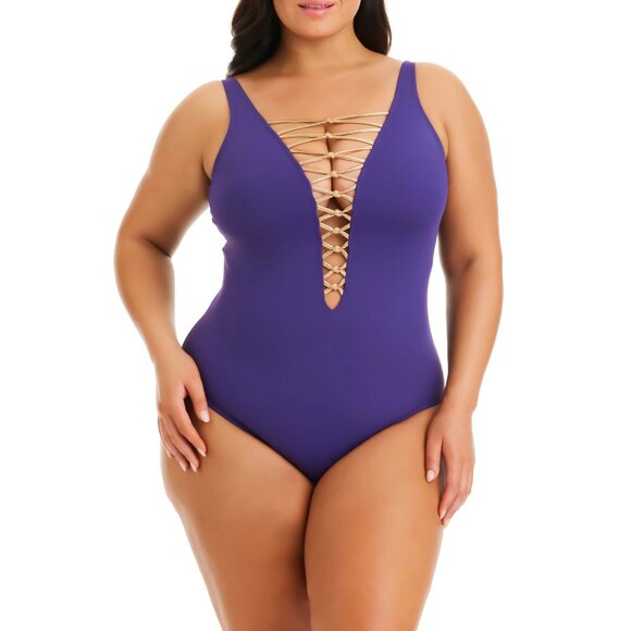 NWT Bleu Rod Beattie Women's Core-Lace-Down Mio One-Piece Size 8-20W $100 AA371 - Picture 5 of 6